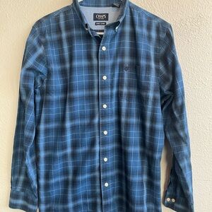 Chaps Men's Navy and White Checkered Shirt